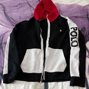 Polo by Ralph Lauren Black and White Jacket with Red Hood